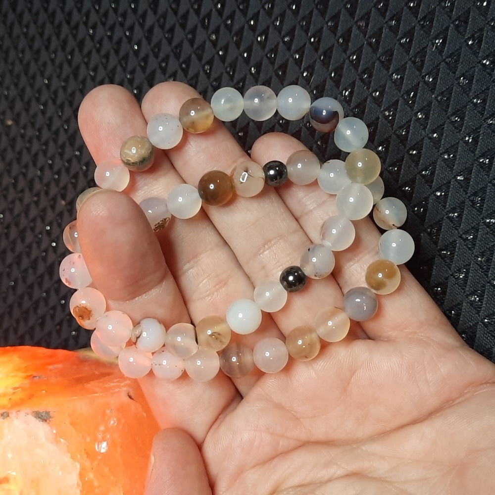 8mm Dendritic Agate Bracelet - Picture 3 of 4